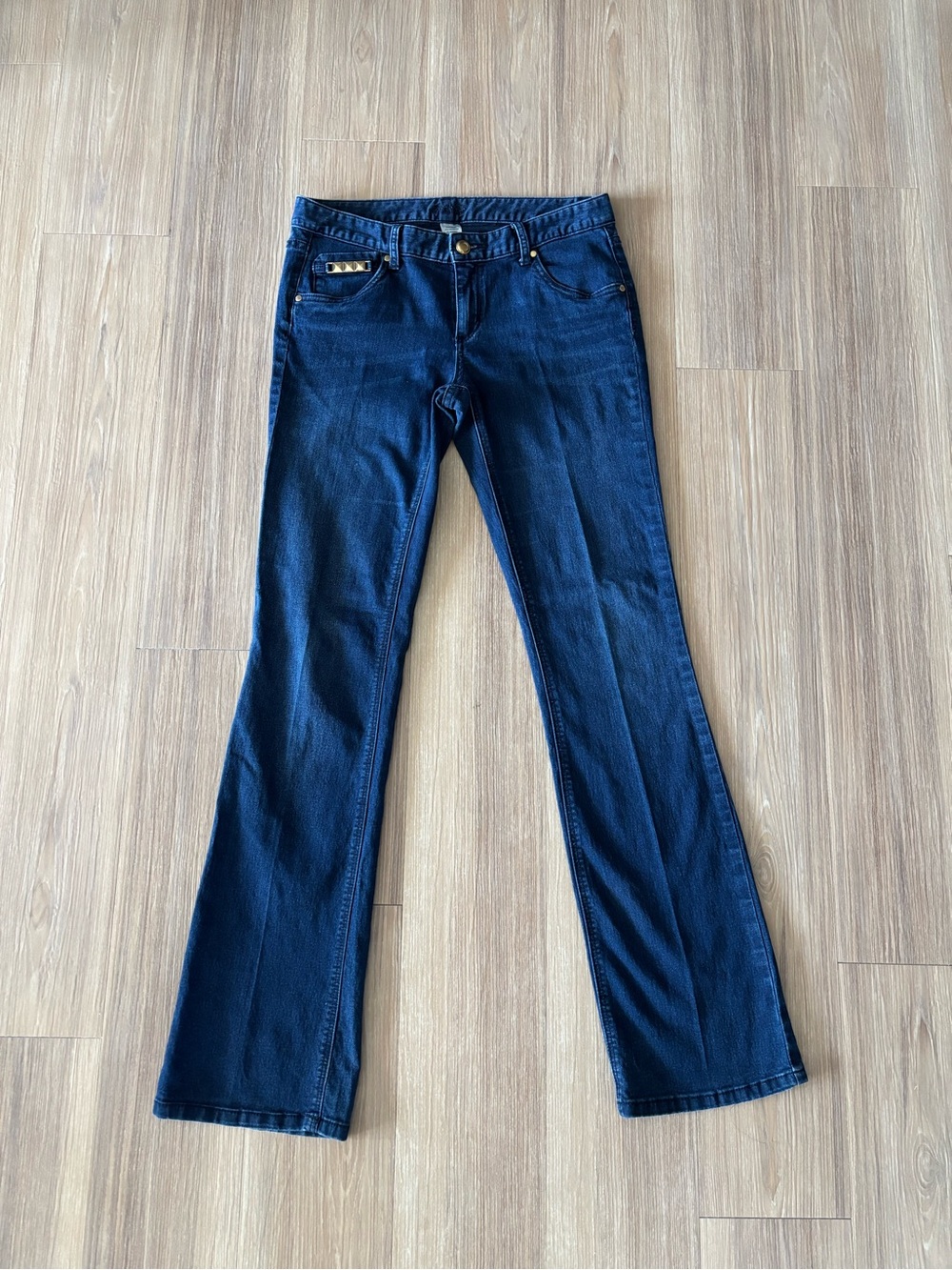 Y2K Cache Jeans Low Rise Bootcut Dark Wash Denim Studded Women 6 Western Rodeo